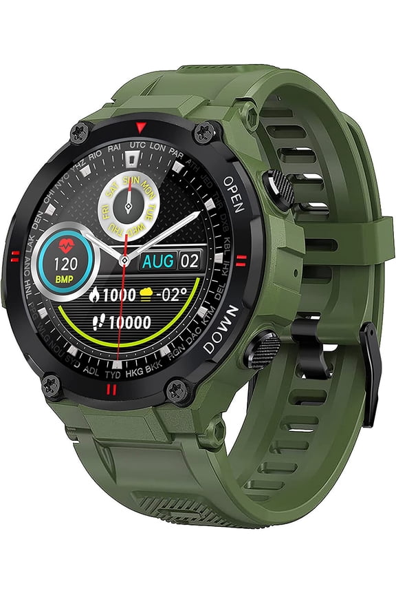 1.28" IPS Tactical Smart Watch for Men Activity Fitness Tracker with 400mAH Large Battery Outdoor Bluetooth Call Heart Rate Sleep Monitor Pedometer IP68 Waterproof Sport Watch for Android iOS