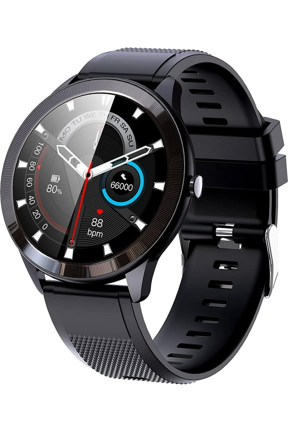 1.28 Inch HD Fitness Tracker Watch with Touch Screen Heart Rate Monitor Camera Music Control, IP68 Waterproof Smart Watch