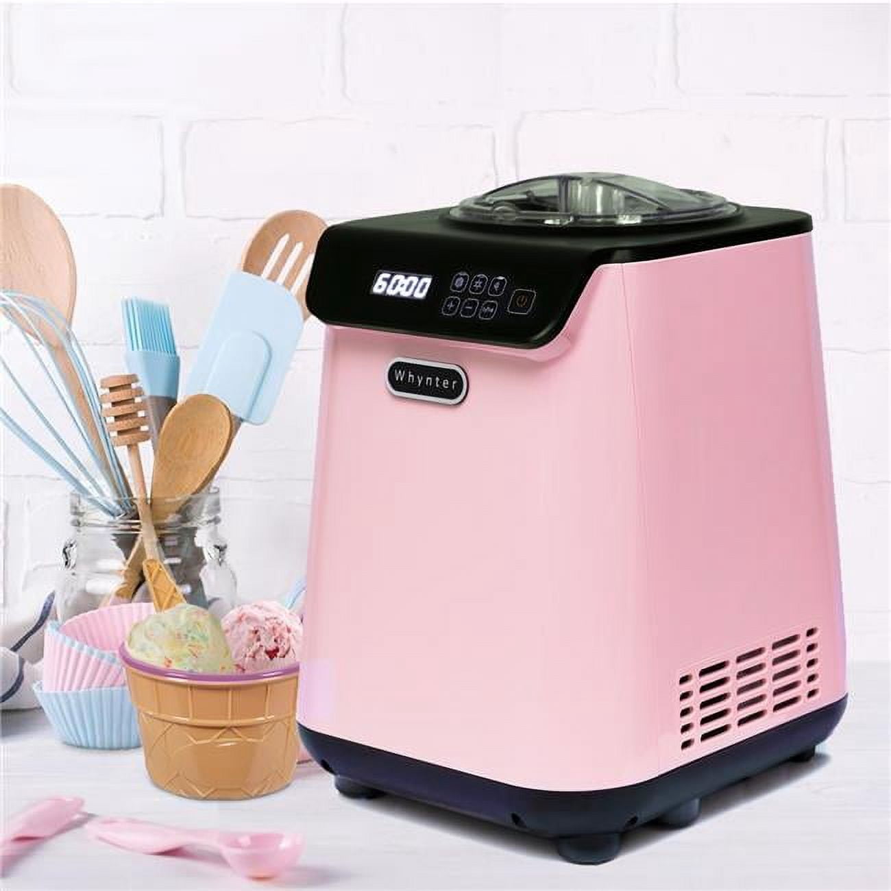 1.28 Quart Upright Automatic Ice Cream Maker with Stainless Steel Bowl Limited Black Pink Edition Sansujyuku sansujyuku.com