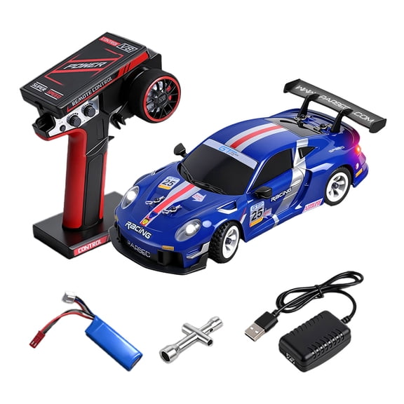 1/28 Scale High Speed RC Racing Car 2.4GHz Remote Control Rally Vehicle With LED Lights Independent Suspension Desktop Indoor Outdoor Driving( Blue )