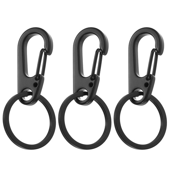 1.28" x 0.98" Metal Keychain Keyring, 3 Pcs Black Key Chain Ring Clip Sturdy Key Accessories Holder Organizer for Chain Making Kit Home Car Keys Art Crafts