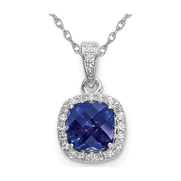 1.29 Carat (Ctw) Lab-Created Blue and White Sapphire Pendant Necklace in Sterling Silver with Chain for Women