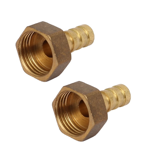 1/2BSP Female Thread 10mm Dia Hose Brass Barb Plug Pipe Connectors Fittings 2Pcs