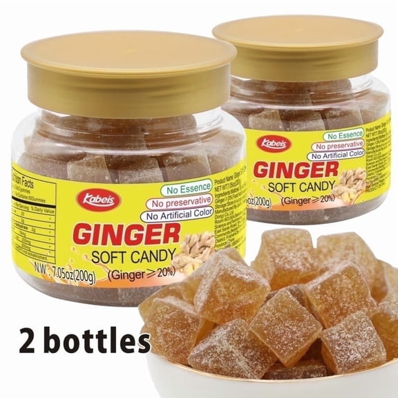 1/2Bottles Ginger Soft&Chewy Candy,Bulk Snack Party Fun Size,Halloween Christmas Candy,Gift Boxes,7.05oz Bulk Bottle