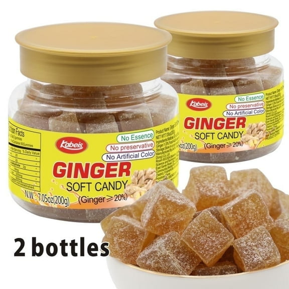 1/2Bottles Ginger Soft&Chewy Candy,Bulk Snack Party Fun Size,Halloween Christmas Candy,Gift Boxes,7.05oz Bulk Bottle