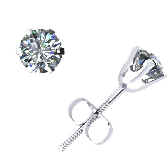 1/2CT Round Diamond Solitaire Stud Earrings 14Karat White Gold 6Prong Set F VS2