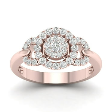 1/2Ct TDW Diamond 10K Rose Gold Cluster Engagement Ring