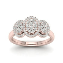 1/2Ct TDW Diamond 10K Rose Gold Cluster Engagement Ring