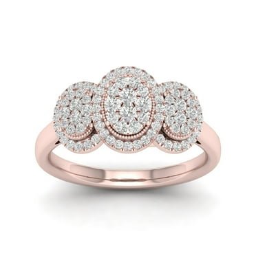 1/2Ct TDW Diamond 10K Rose Gold Cluster Engagement Ring