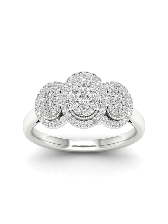 1/2Ct TDW Diamond 10K White Gold Cluster Engagement Ring