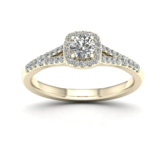 1/2Ct TDW Diamond 14k Yellow Gold Halo Engagement Ring