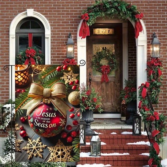 12x18 Inch Christmas Garden Flag, Double Sided Outdoor Yard Flag, Holiday Seasonal Decorative Flag for Lawn Patio Courtyard