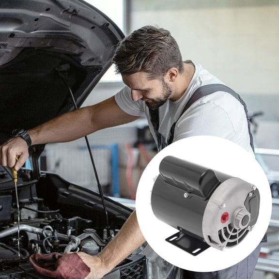 1/2HP Air Compressor Motor, 115V/230V 3450RPM Single Phase, Steel & Aluminum Construction with Overload Protection