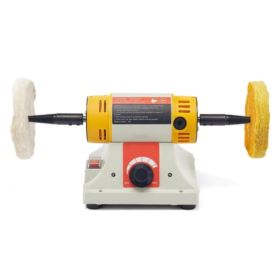 1/2HP Bench Buffer Polisher with 08000 RPM Stepless Speed Control, Compact Benchtop Buffing Machine with 3-Inch & 4-Inch Wheels, Complete Polishing Kit for Metal, Wood, and Jewelry Finishing