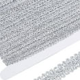 thumbnail image 1 of 1/2Inch 15Yards Metallic Lace Trim Embroidered Silver Centipede Edge Ribbon Applique Gimp Woven Edging Trimmings, 1 of 6