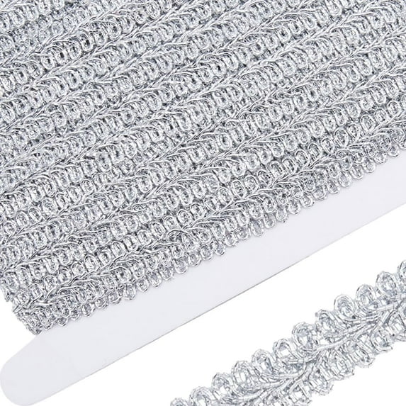 1/2Inch 15Yards Metallic Lace Trim Embroidered Silver Centipede Edge Ribbon Applique Gimp Woven Edging Trimmings