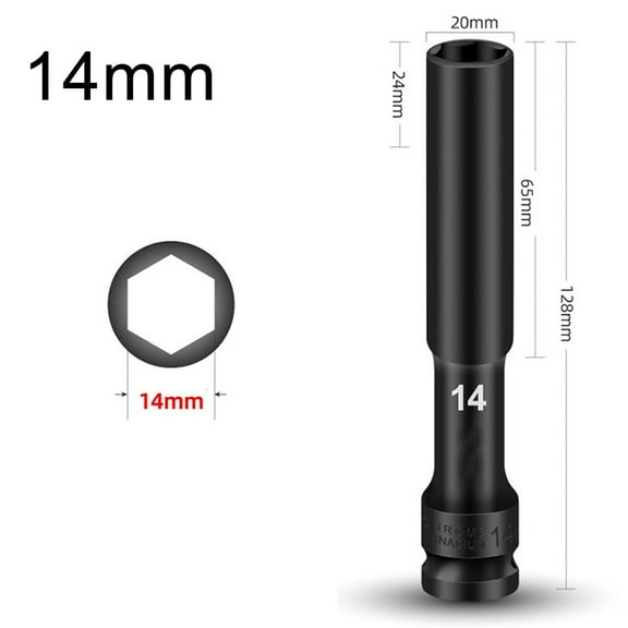 1/2Inch Drive Deep Socket Extra Deep Bolt Nut Driver Extension Bit 8-24Mm Socket Adapter Spanner Converter Security Magnetic Tip 14Mm