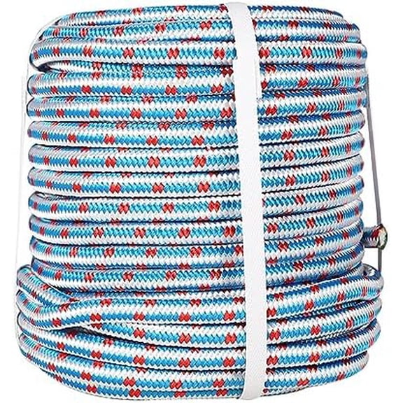 1/2Inch x 150FT Arborist 16 Strand Braided Polyester Rope Tree Rigging Rope Blue White Red for Weathered Line Tree Work Camping Swings Tying Goods$$Tools & Hardware Other