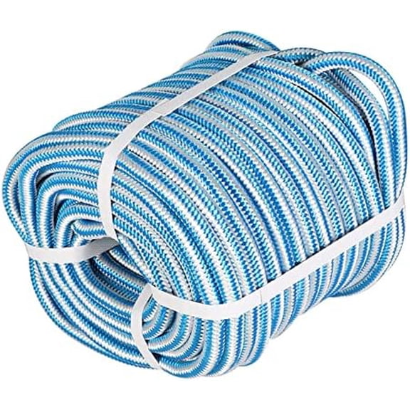 1/2Inch x 150FT Arborist Tree Rope, 16 Strand Braided Polyester Rope, High Strength Tree Rigging Rope for Halyard, Sailboat Weathered Line, Tree Work, Swings Rope, White & Blue