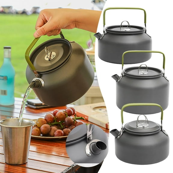1.2L Camping Kettle, Hard-Anodized Aluminum Portable_Campfire Kettle for Open Fire, Outdoor Camp Tea Coffee Pot for Stove Top, Backpacking, Hiking, Picnic and Traveling