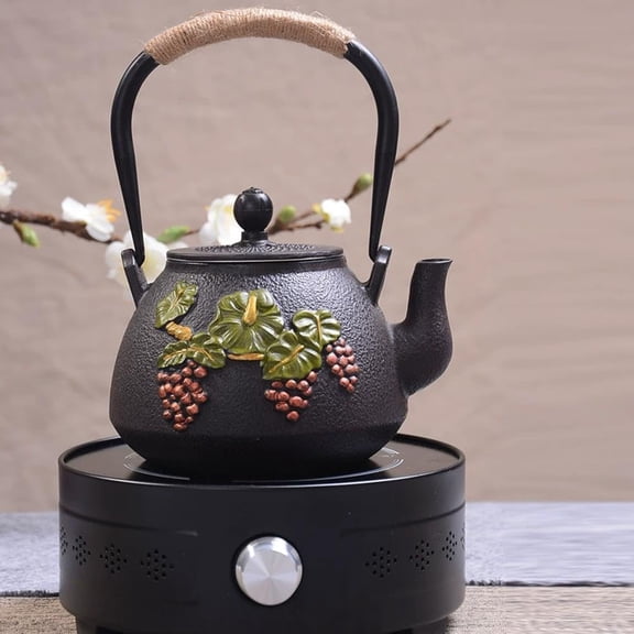 1.2L Cast Iron Tea Kettle with Infuser,Traditional Japanese Tetsubin, Stovetop Safe, Excellent Heat Retention, Perfect for Tea Ceremony or Daily Brew (colorD)