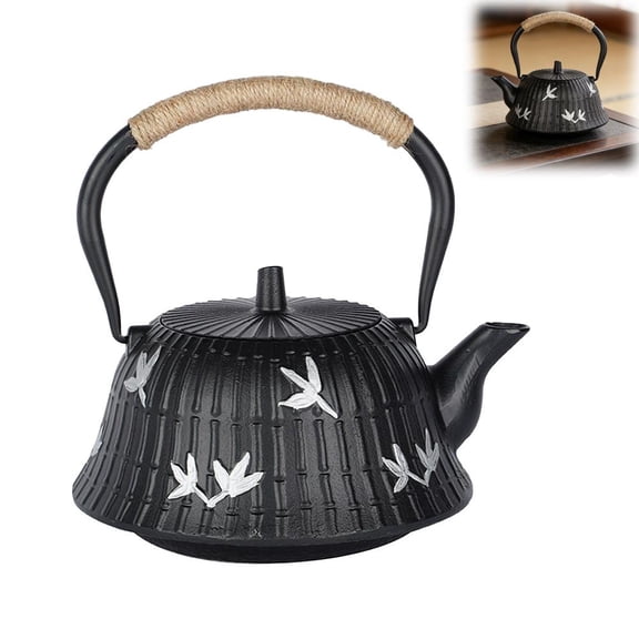 1.2L Cast Iron Tea Kettle,Stovetop Tea Kettle Coated with Enamel Interior,Beautiful Decorative Teapot, Kettles with Infuser, Suitable for Brewing Loose Leaf Teas