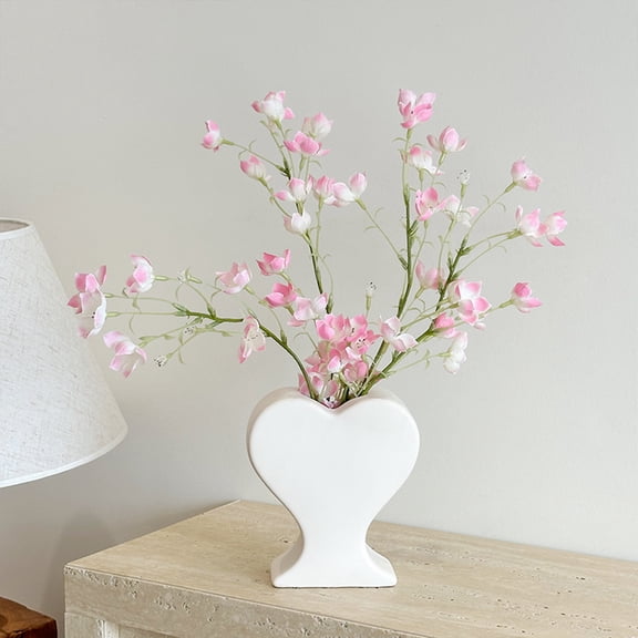 1.2L Heart Shaped Vase Decorative Ornament for Valentines Day Flower Arrangement Home Gardening Decor