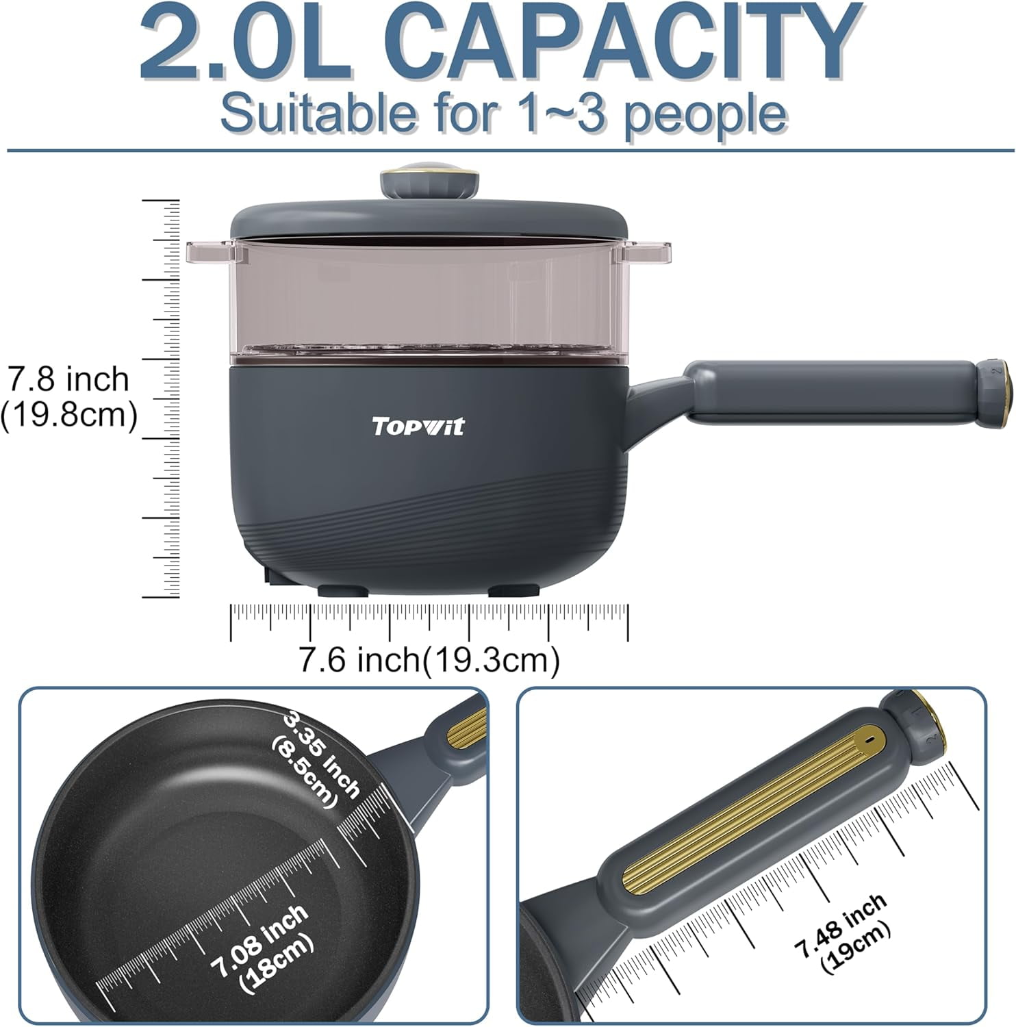 1.2L Rice Cooker & Electric Cooker with Steamer for Home and Office