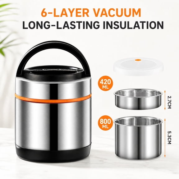1.2L Stainless Steel Vacuum Insulated Food Jar, Large Capacity Thermal Lunch Container for Hot Soup and Meals, Perfect for Work, , and Outdoor Picnic Trips