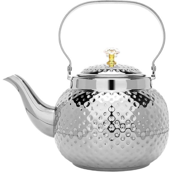 1.2L Vintage Stainless Steel Tea Kettle With Handle Infuser, Loose Leaf Teapot For Tea, Milk, And Coffee, Stovetop Teapot For Home And Outdoor