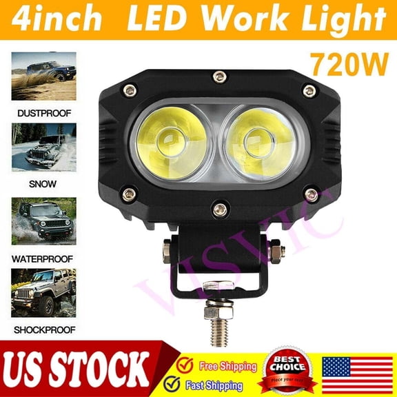 1/2PC 4'' 720W LED Work Light Bar Spot Fog Lamps Offroad Driving Truck ATV SUV A