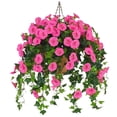 thumbnail image 1 of 1/2PCS Artificial Hanging Flowers PlantsBasket for Outdoor Decoration, Silk Flower Planter UVResistant for Home Porch Patio Balcony Yard Spring Decor, 1 of 10