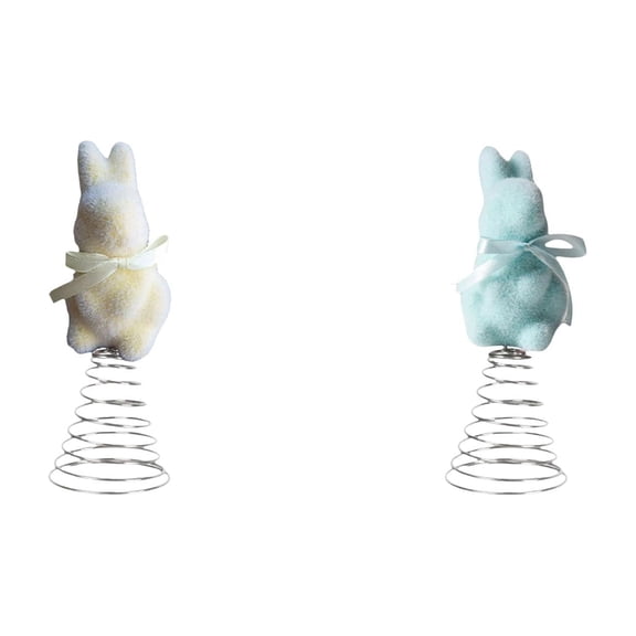 1/2PCS Easter Plush Rabbit Miniature Tree Topper Ornaments Easter Tree Topper Decorations Mini Rabbit Ornaments for Holiday Spring Trees Party Supplies Home Decor