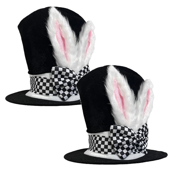 1/2PCS Easter Rabbit Ear Top Hat Rabbit Plush Hat for Party Easter Rabbit Ears Hat Bunnies Ear Top Hat Accessory for Women Men Adults Easter Party