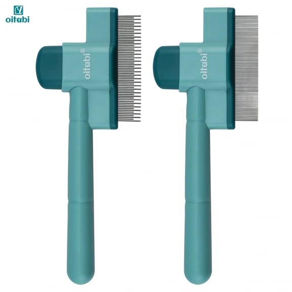 1/2PCS Flea Comb for Dogs and Cats with Release Button Fine Tooth Dog Comb for Pet Hair Removal, Cleaning Remove Fleas Eg