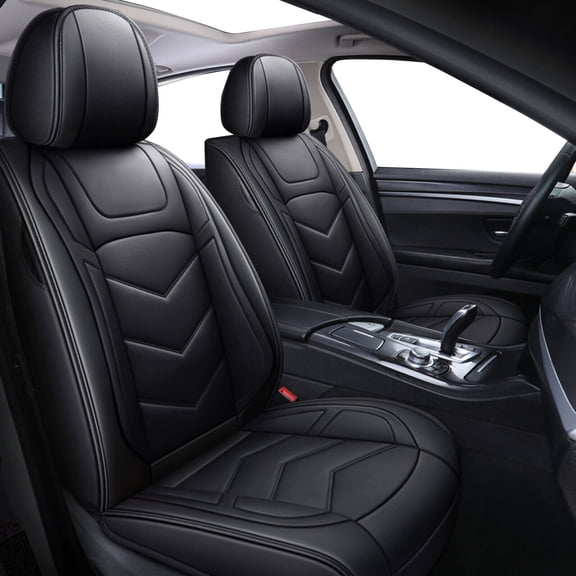 1/2PCS Front Car Seat Covers for Honda Sedan SUV Truck PU Leather Seat Cushion Protector for Accord Civic CR-V Insight Crosstour Clarity Electric Black