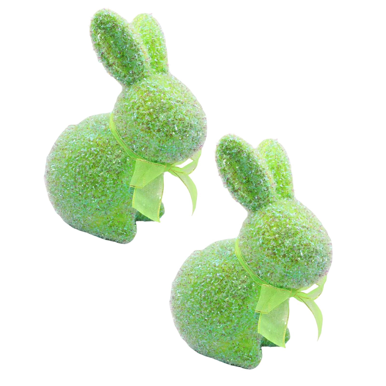 1/2PCS Glitter Flocked Foam Rabbit Figurines, Easter Rabbit Statue with ...