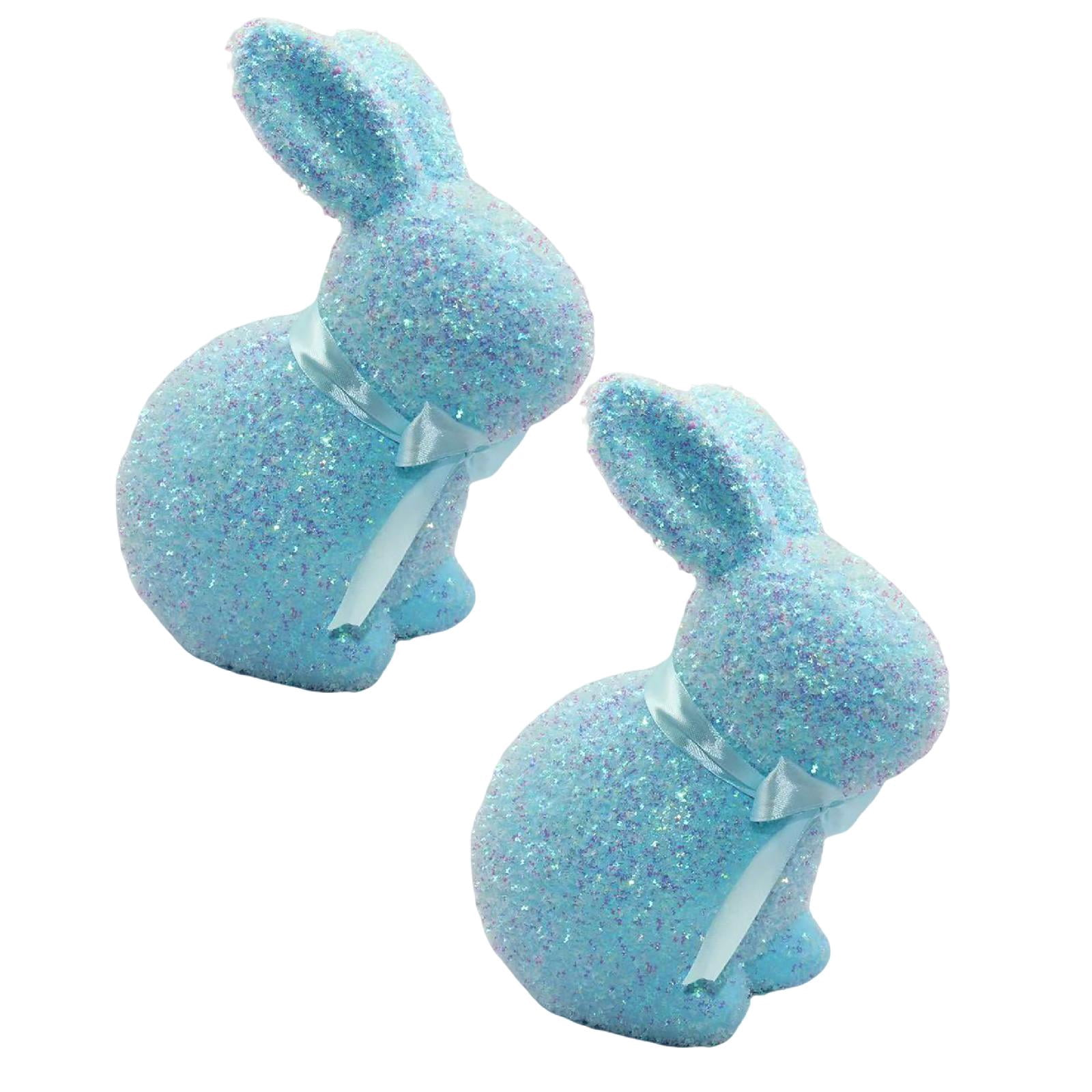 1/2PCS Glitter Flocked Foam Rabbit Figurines, Easter Rabbit Statue with ...