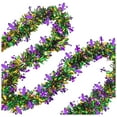 thumbnail image 1 of 1/2PCS MardiGras SwirlsTinsel Garland, Glitter Garland for MardiGras Tree Decorations, Purple Green Gold Metallic Hanging Party Ornaments for Mantle/Ceiling/Stairs/Porch Outdoor Decor, 1 of 8