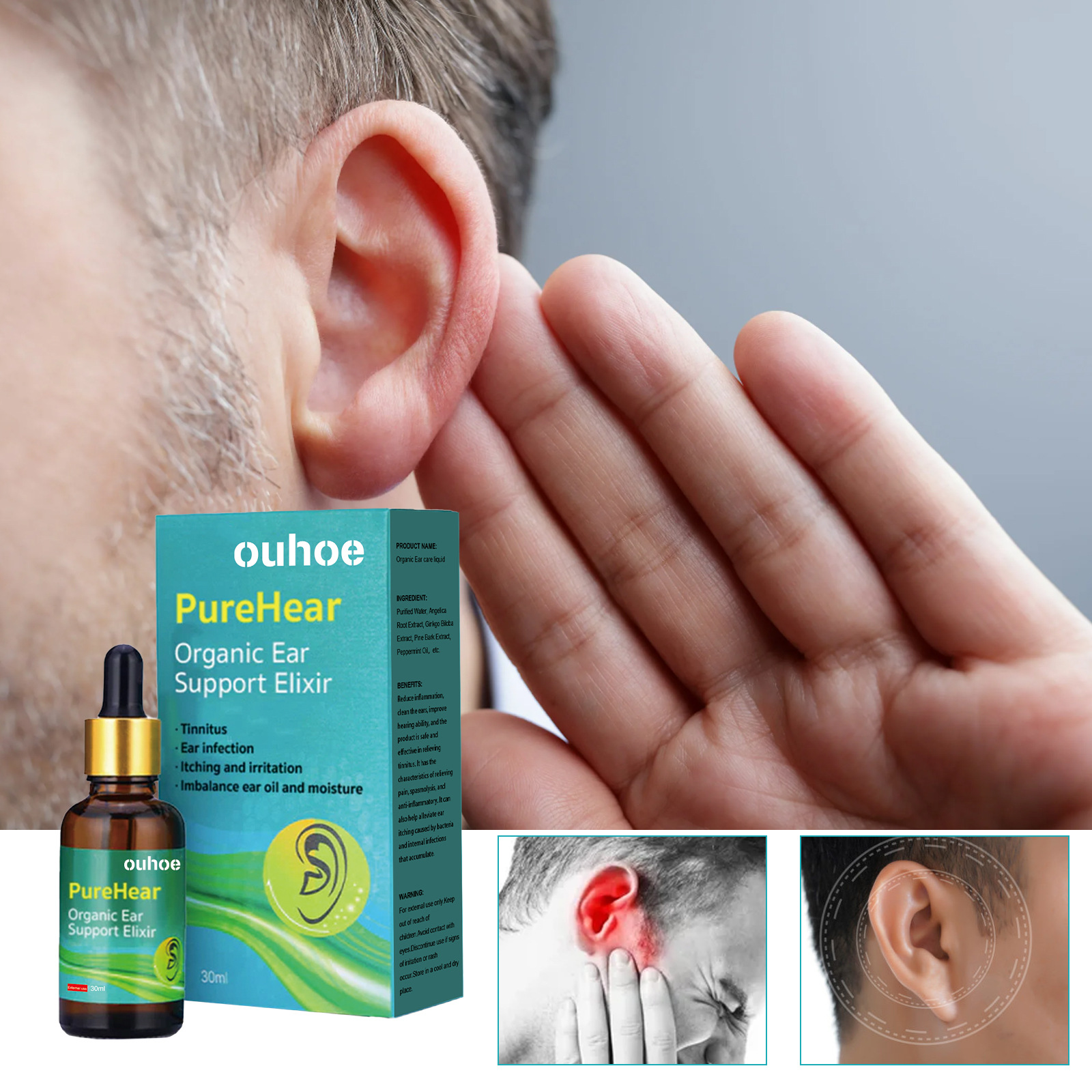 1/2PCS Organic Ear Support Elixir Tinnitus Relief for Ringing Ear