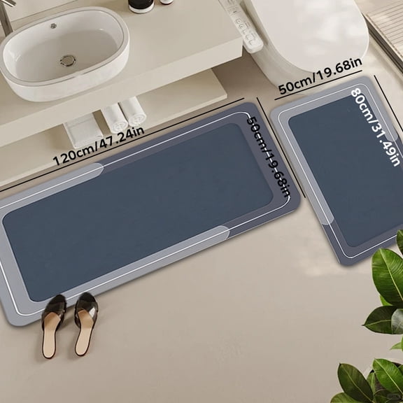1/2PCS Solid Color Kitchen Bathroom Mat Modern Popular Sale Simple Diatomite Rubber Material Can Absorb Water Anti-slip Effect Strong Machine Washable Location Suitable for Kitchen Bathroom Use