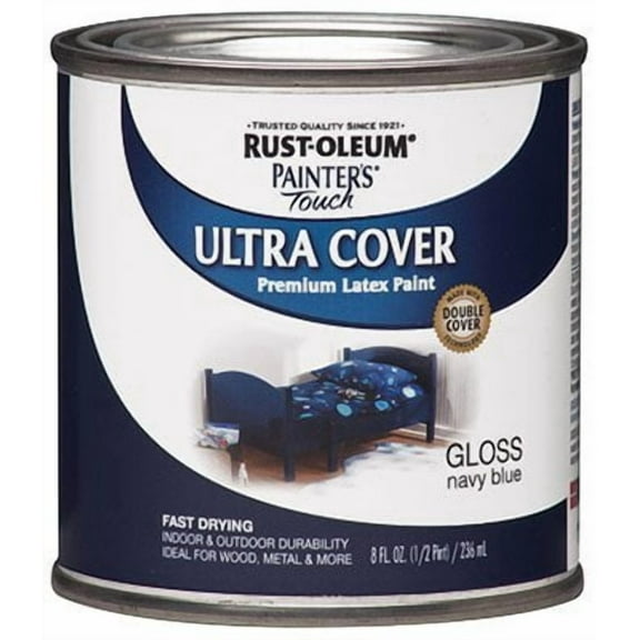 Rust-Oleum Paint Navy Blue Latex Semi Gloss - Everyday Use - 1/2PT