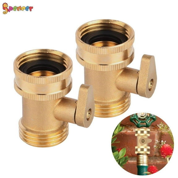1/2Pack Garden Hose Brass Shut Off Valve, 3/4'' Thread Heavy Duty Water Hose Connector Shut off Ball Valve Faucet Hose Adapter