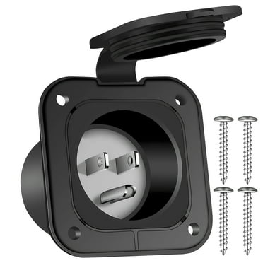 1/2Pcs 15 Amp Flanged Inlet 125V Premium NEMA 5-15 RV Shore Power Receptacle with Front and Back Cover Multipurpose Shore Power Inlet Plug 2 Pole 3 Wire for RV Camper Car Trailer
