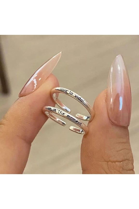 1/2Pcs Geometric Positive Phrases Opening Pinky Ring Light Luxury Adjustable Rings For Women Fashion Jewelry Gift Accessories