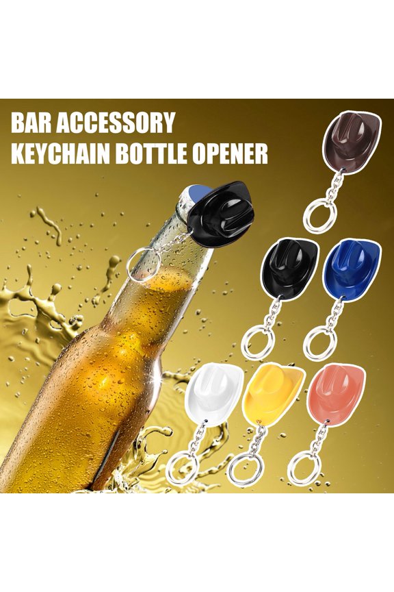 1/2Pcs Key Chain Rustic Western Cowboy Hat 2 in 1 Bottle Opener Keychain Portable Keyring Bar Party Favors