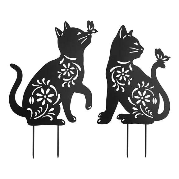 1/2Pcs Silhouettes Decorative Garden Stakes Outdoor Statues Hollow Black Silhouettes Stake for Yard Decors Ornam