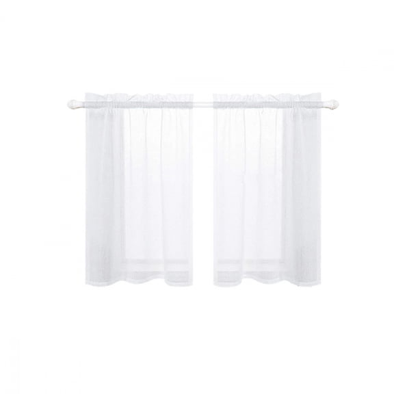 1/2Pcs Waterproof Sheer Short Curtains for Living Room Solid Colour Voile Panels Kitchen Cafe Tulle Window Treatments Rod Pocket