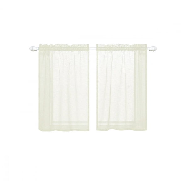 1/2Pcs Waterproof Sheer Short Curtains for Living Room Solid Colour Voile Panels Kitchen Cafe Tulle Window Treatments Rod Pocket