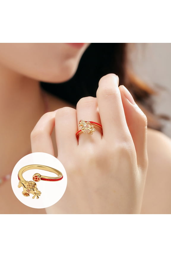 1/2Pcs Women Finger Ring Rotating Horse Money Design Ring 2026 Year of Horse Opening Adjustable Ring Jewelry Accessories
